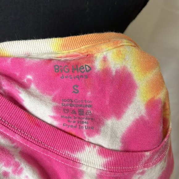 Mexico Beach Pink and Yellow Tie-Dyed Puffer Fish T-Shirt size Small - Picture 3 of 3